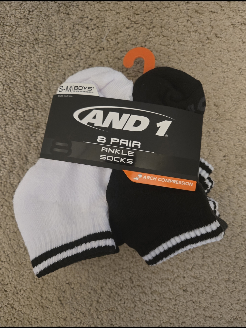 And1 Black & White Ankle Athletic Socks - 8 Pair Pack